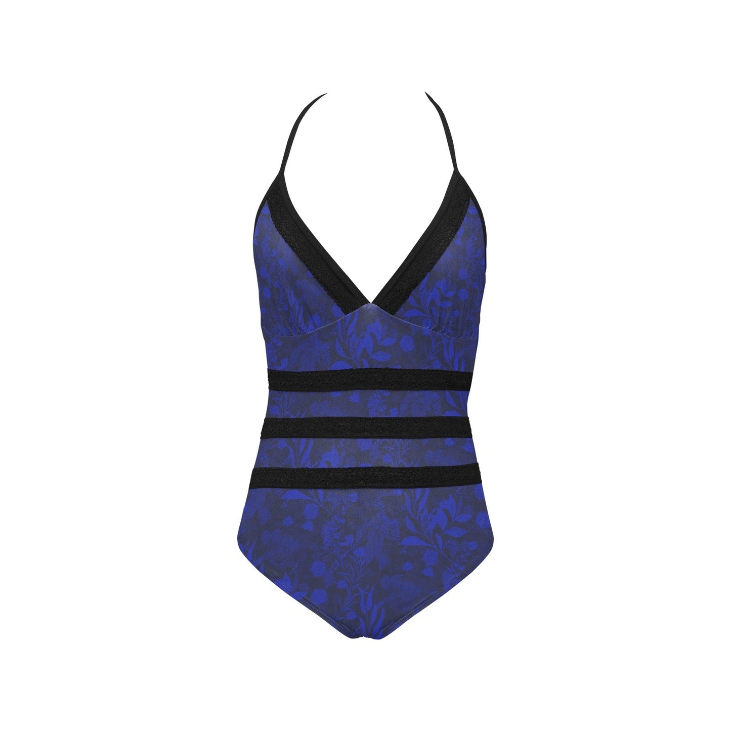 Blue & Black Lace Band Swimsuit. Caracas Collection
