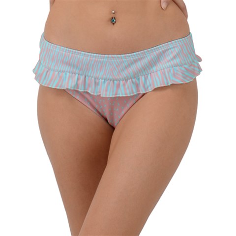 Pink and light blue Ruffle Bikini Swimsuit. Miami Collection