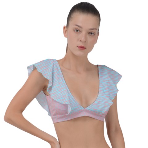 Pink and light blue Ruffle Bikini Swimsuit. Miami Collection
