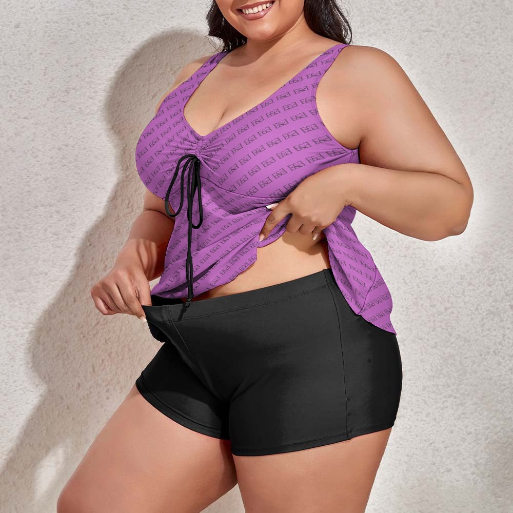 Super Bloom Collection Blue Women's split swimsuit. Plus Size Bathing suit. Pattern hand-painted by the Designer Maria Alejandra Echenique