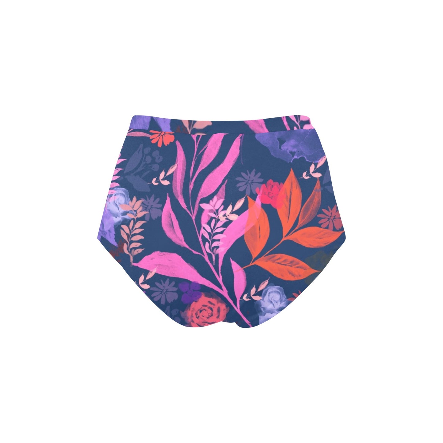 Multicolor Flowers High-Waisted Bikini Bottom. Design hand-painted by the Designer Maria Alejandra Echenique