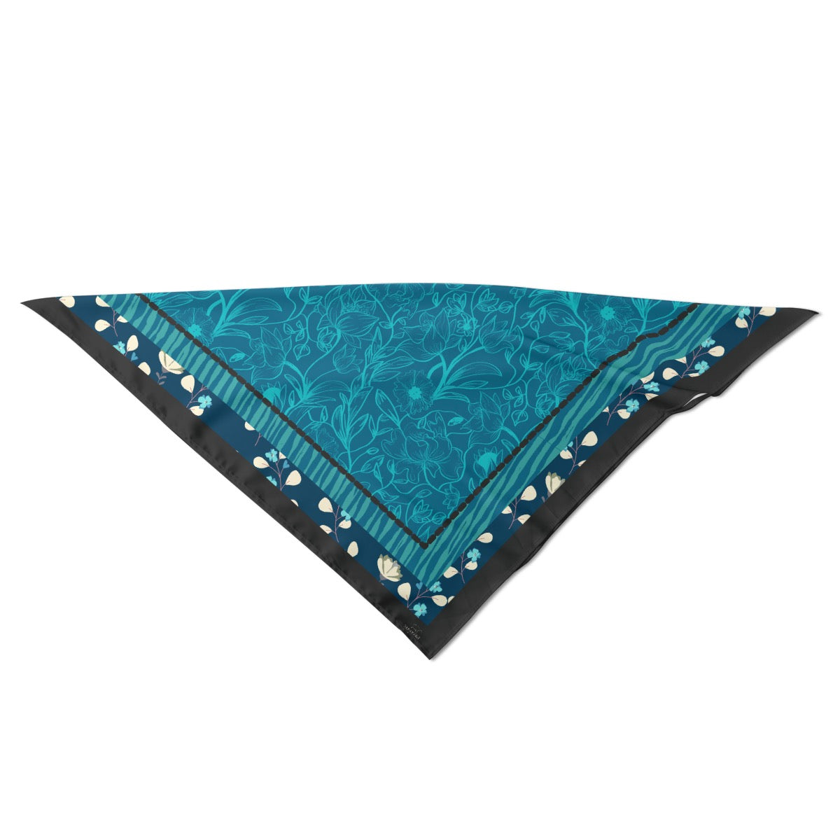 Blue and celeste flowers Silk Bandana. Miami Collection