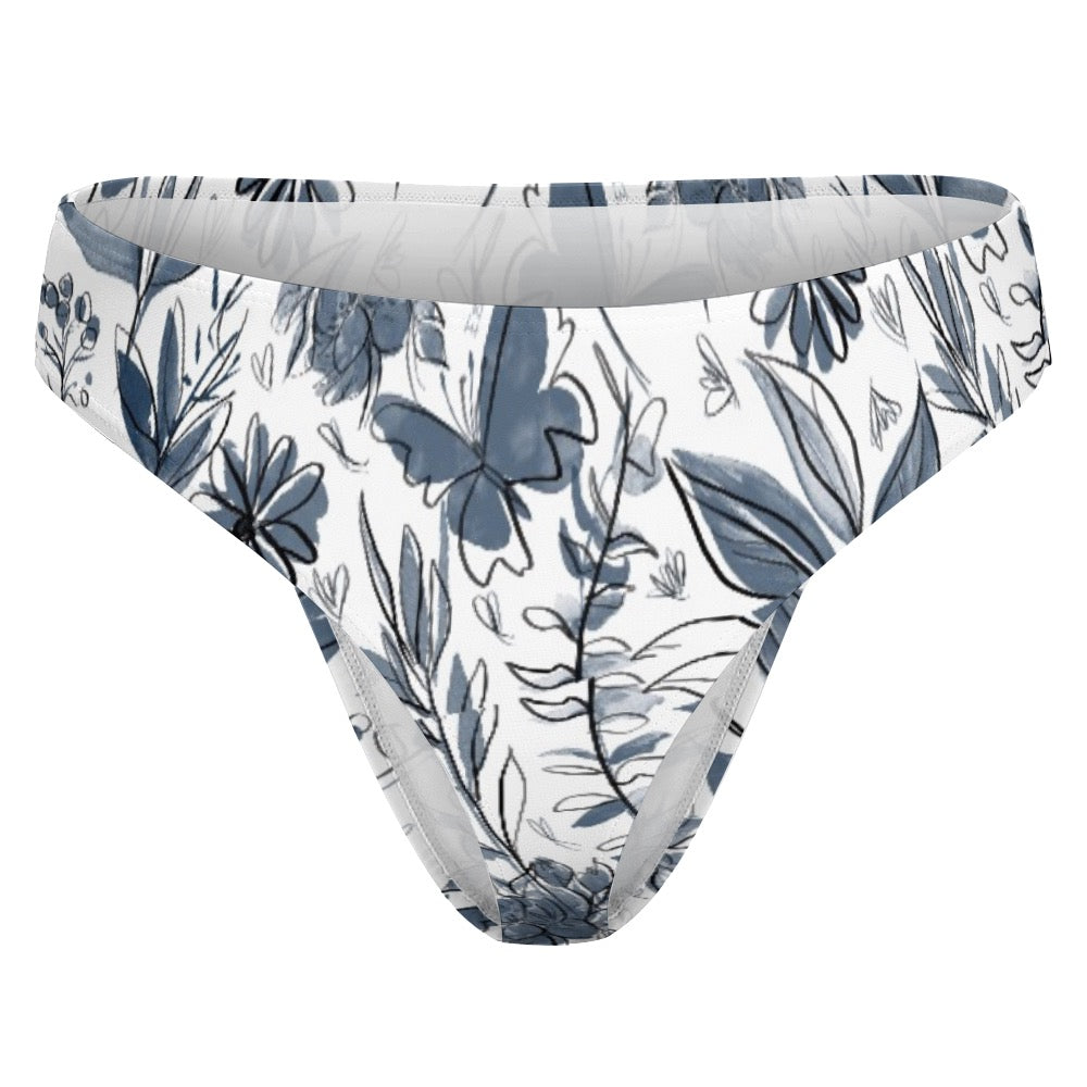 Multicolor Flowers Swimwear Thong. Houston collection. Design hand-painted by the Designer Maria Alejandra Echenique
