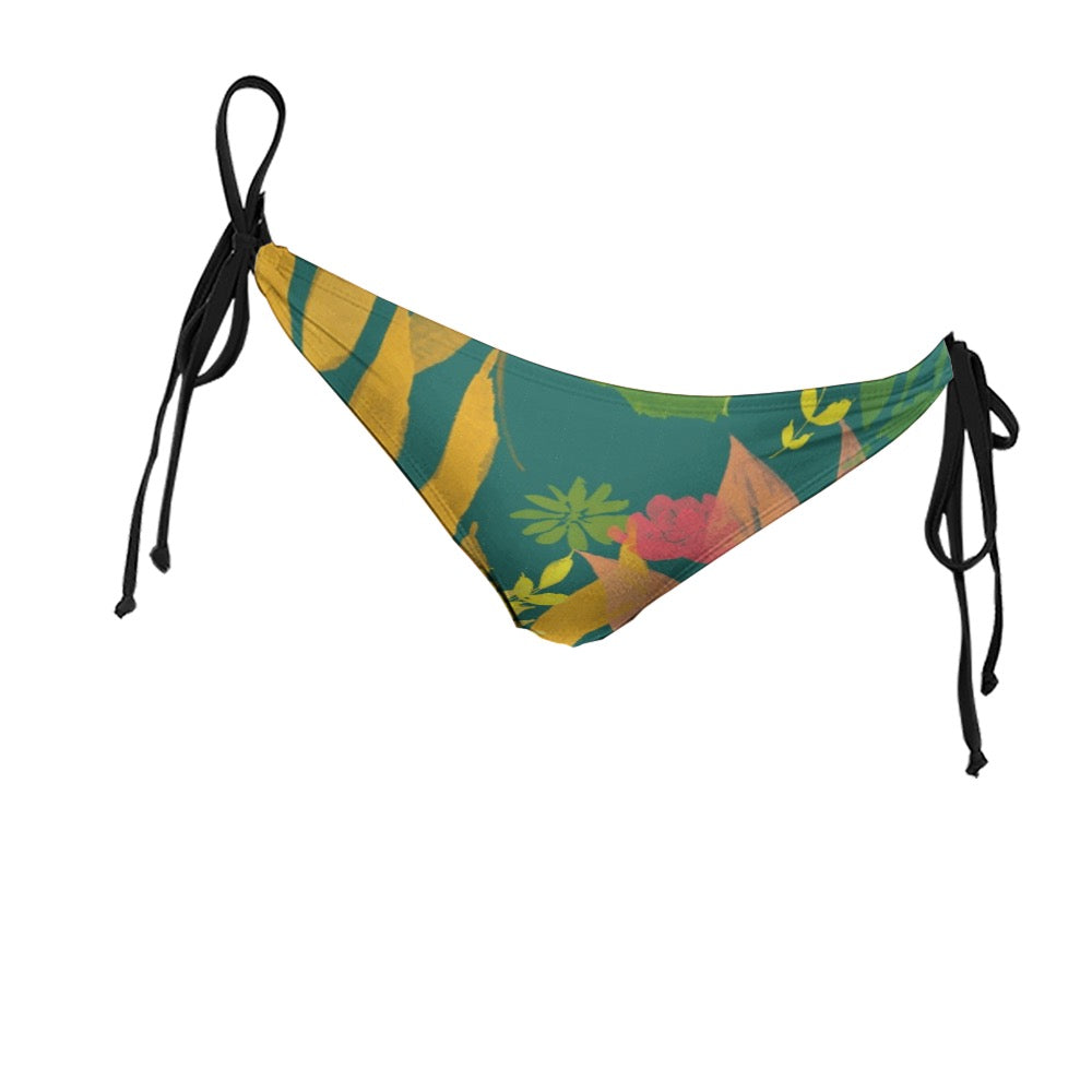 Multicolor Flowers Bikini Bottom. Design hand-painted by the Designer Maria Alejandra Echenique