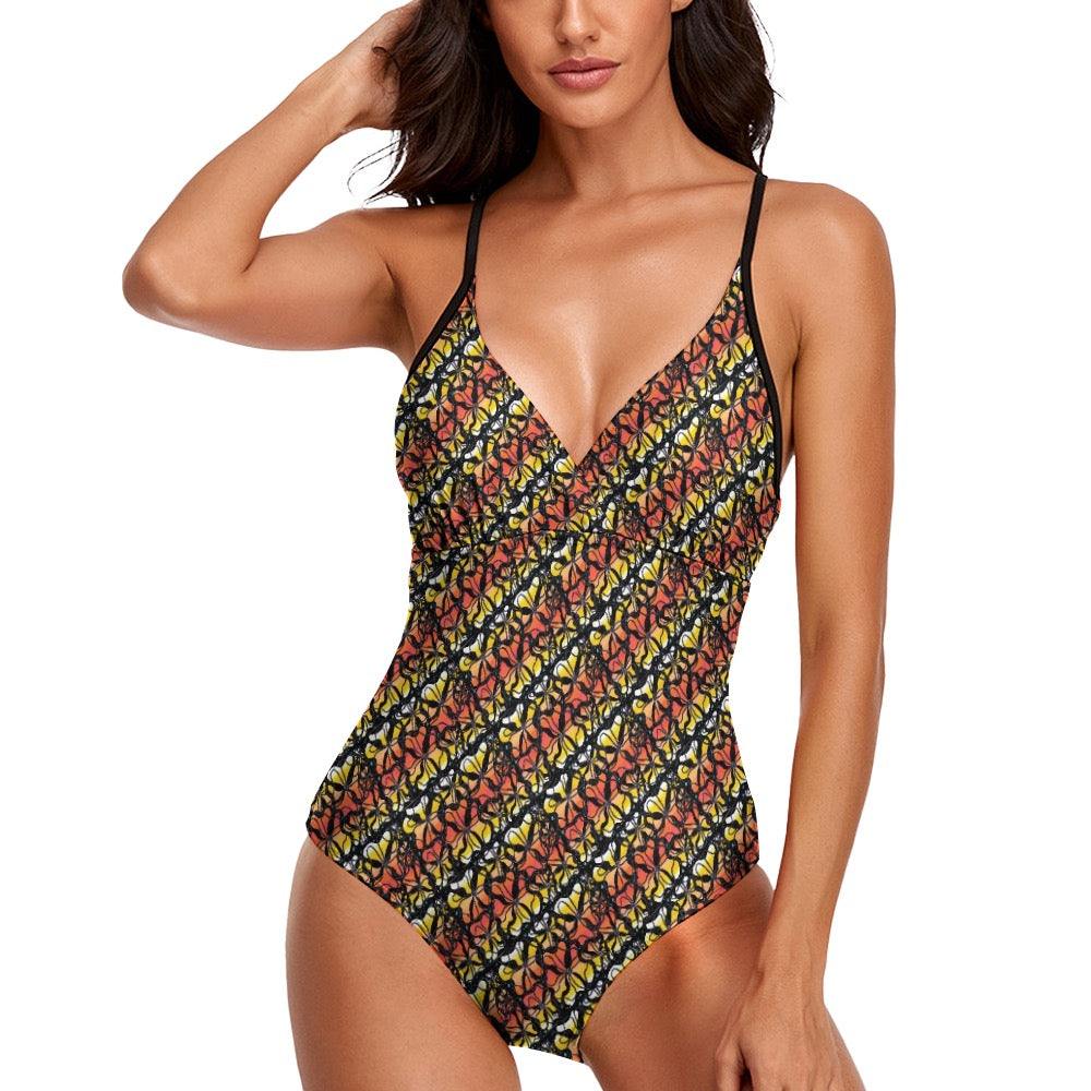 Degrade Flowers One Piece Swimsuit. Bathing suit. Design hand-painted by the Designer Maria Alejandra Echenique