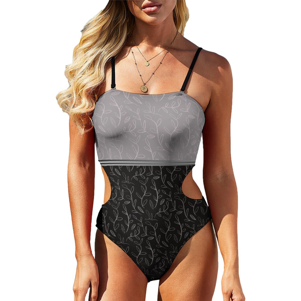 Super Bloom Collection Black One Piece Bikini Swimsuit. Bathing suit, Designs hand-painted by the Designer Maria Alejandra Echenique