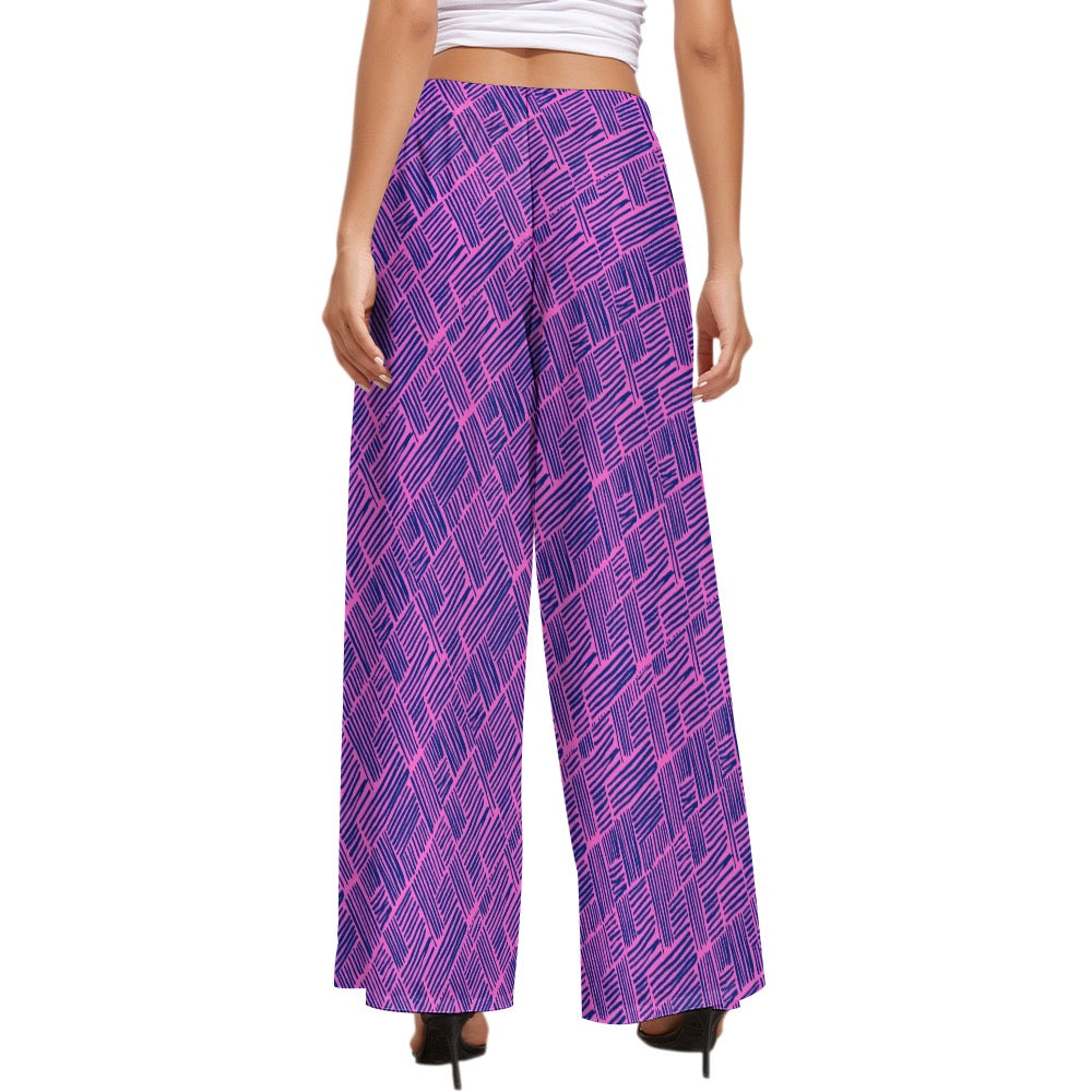 Little Stripes Green Wide Leg Pants. Design hand-painted by the Designer Maria Alejandra Echenique