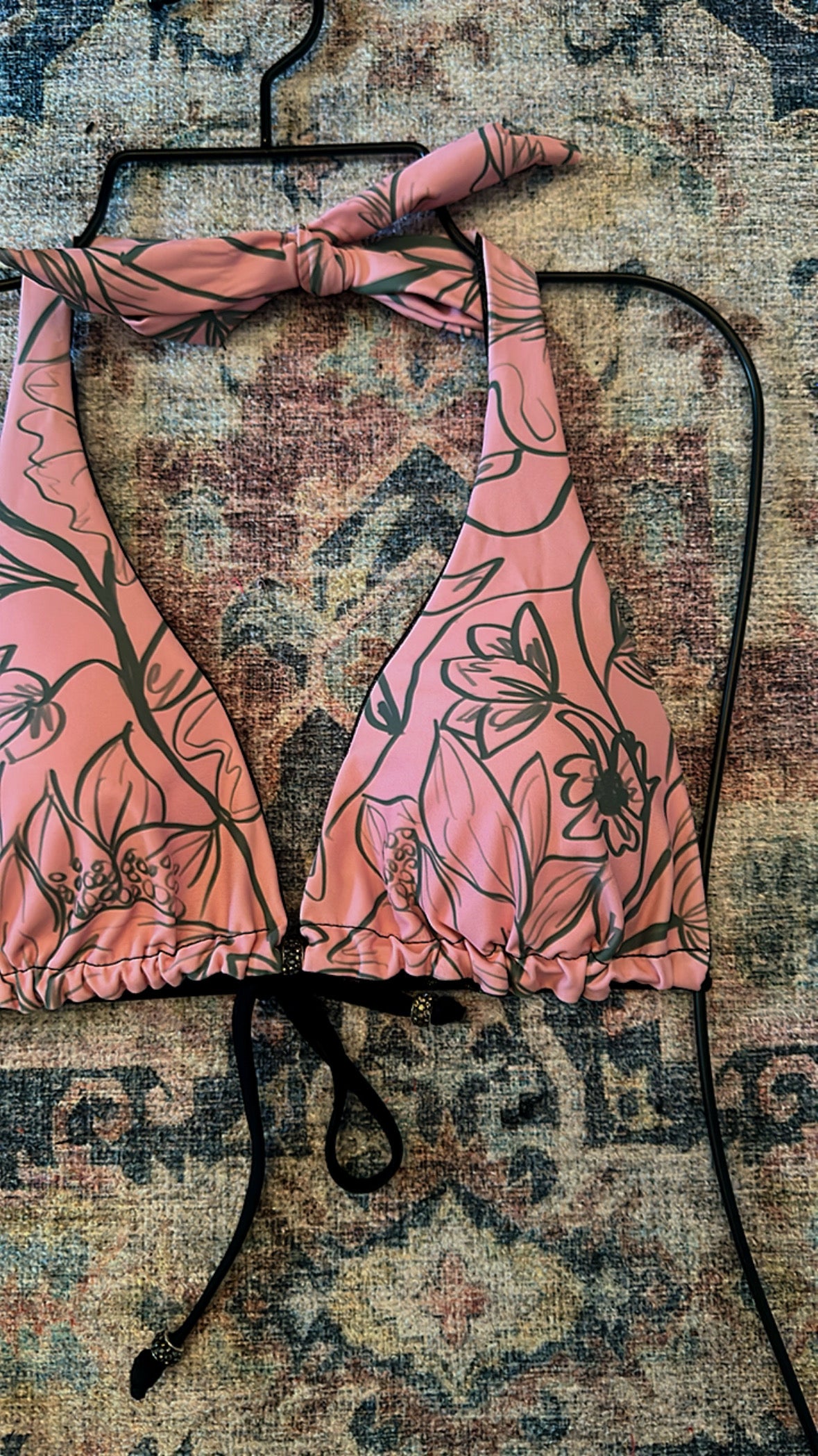 Pink and Black Halter Reversible Bikini Swimwear. Miami Collection