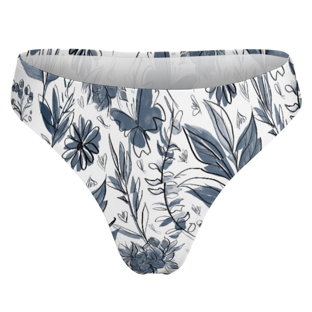 Multicolor Flowers Swimwear Thong. Houston collection. Design hand-painted by the Designer Maria Alejandra Echenique