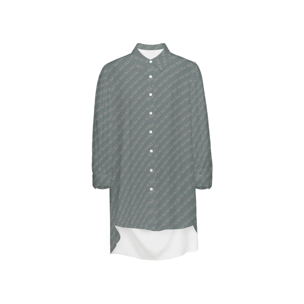 Green Signature EYE High-Low Long-Sleeve Hem Shirt. Signature E&E