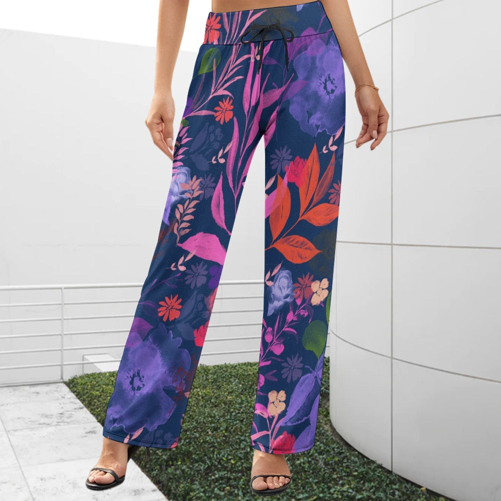 Watercolor Wide Leg Pants. Houston Collection. Design hand-painted by the Designer Maria Alejandra Echenique