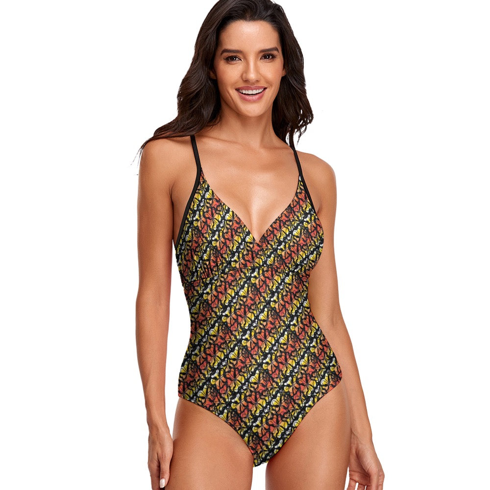 Degrade Flowers One Piece Swimsuit. Bathing suit. Design hand-painted by the Designer Maria Alejandra Echenique