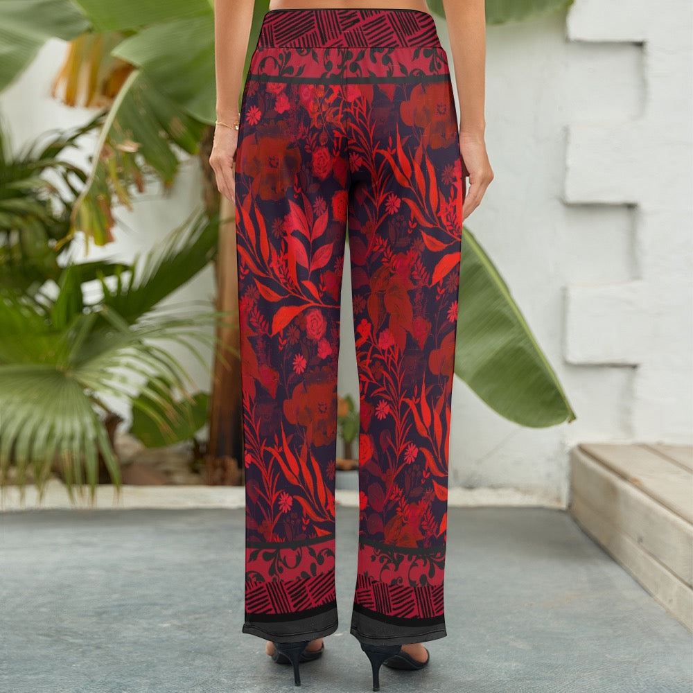 Red Women's Wide Leg Pants. Caracas Collection