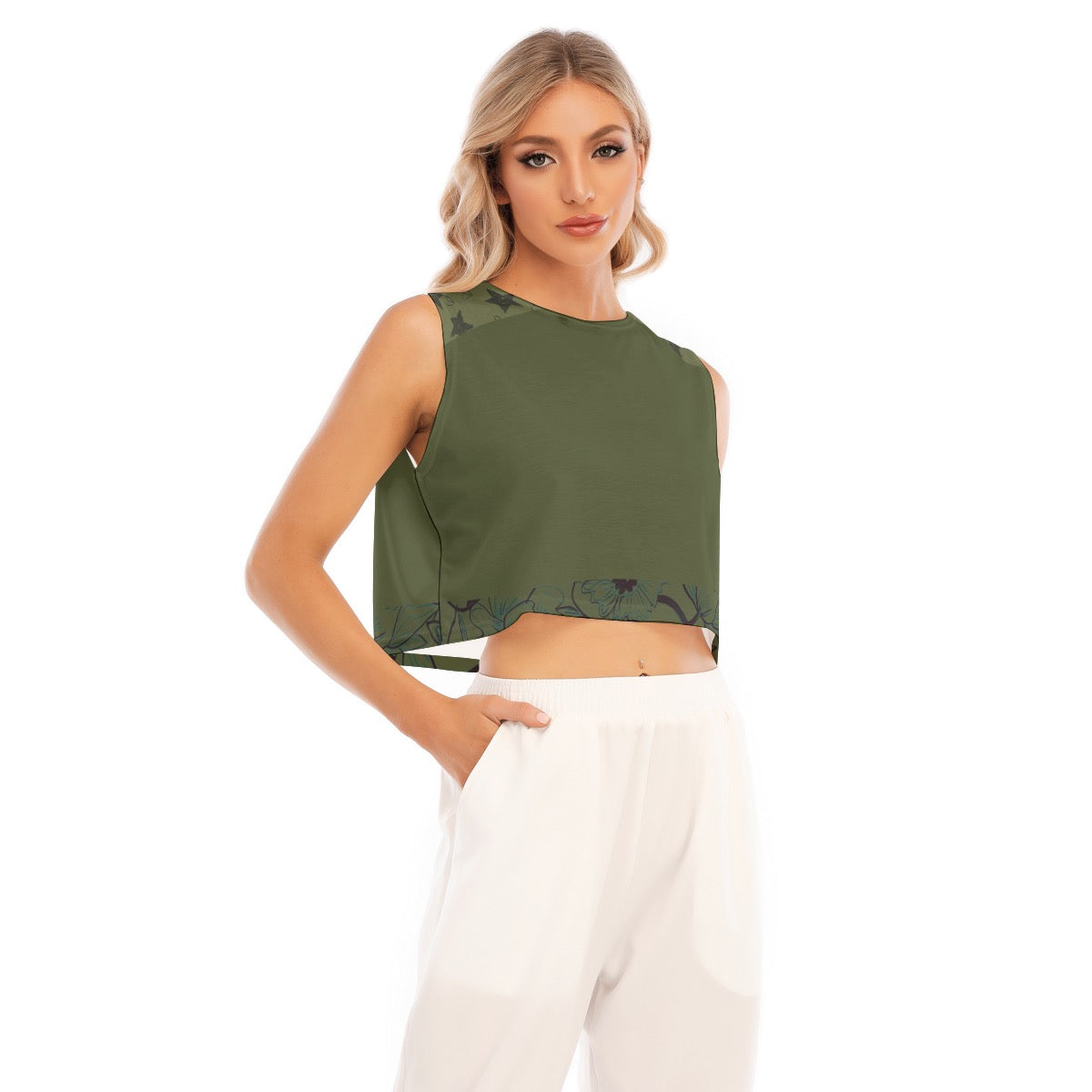 Green Olive Crop top Harmony. Miami Collection