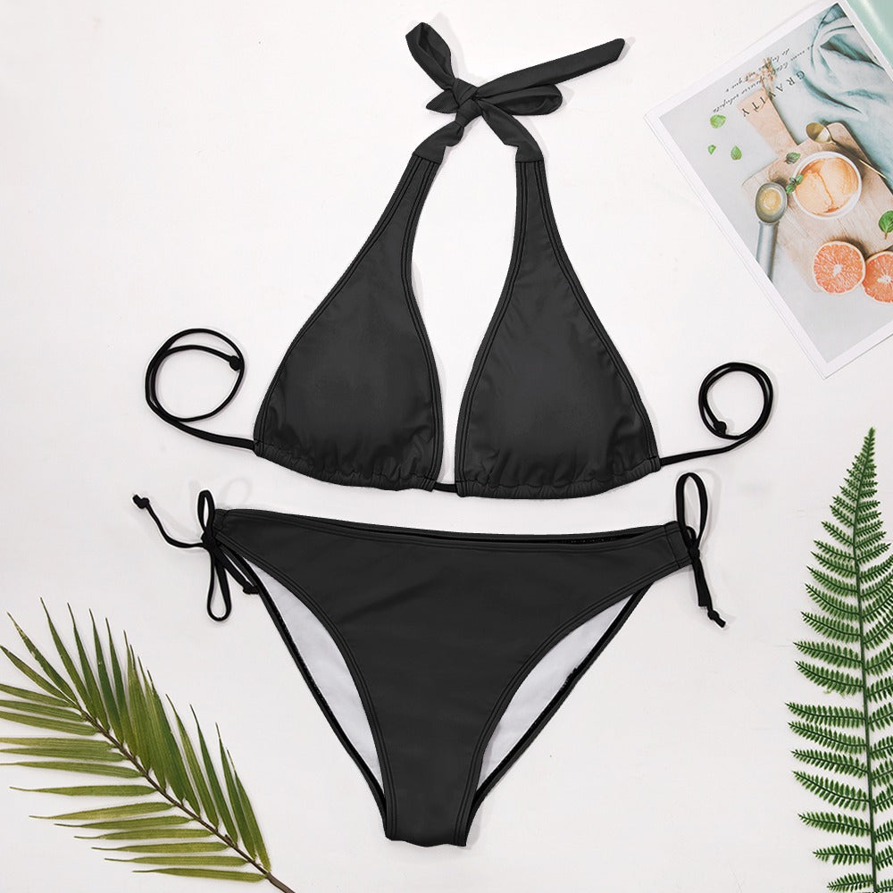 Pink and Black Halter Reversible Bikini Swimwear. Miami Collection