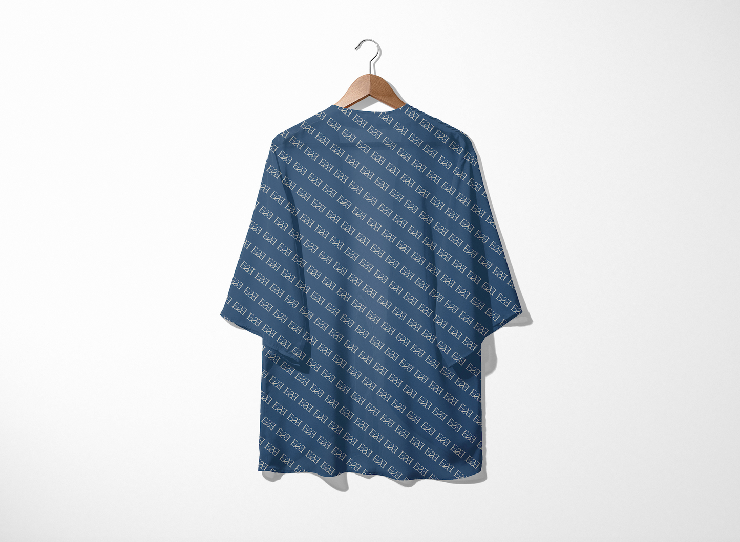 E&E Signature Blue V-neck Mesh Cardigan. Mesh Kimono.