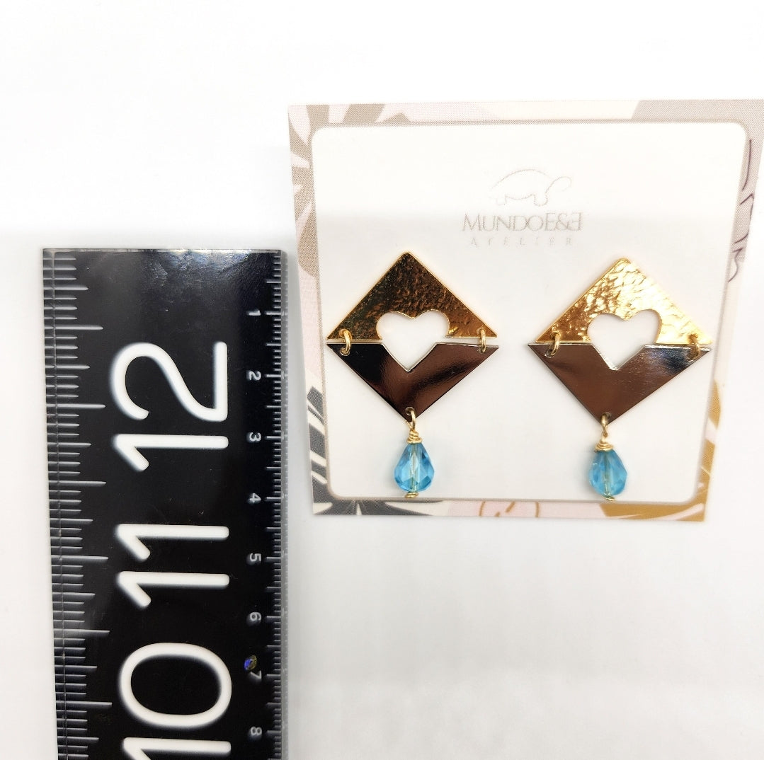 Cube inner heart earrings. Hand made. Handmade. Hoop earrings. Everyday earrings. Christmas Gift for her