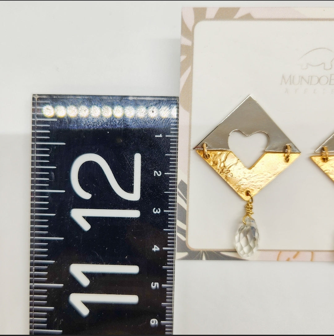 Cube inner heart earrings. Hand made. Handmade. Hoop earrings. Everyday earrings. Christmas Gift for her