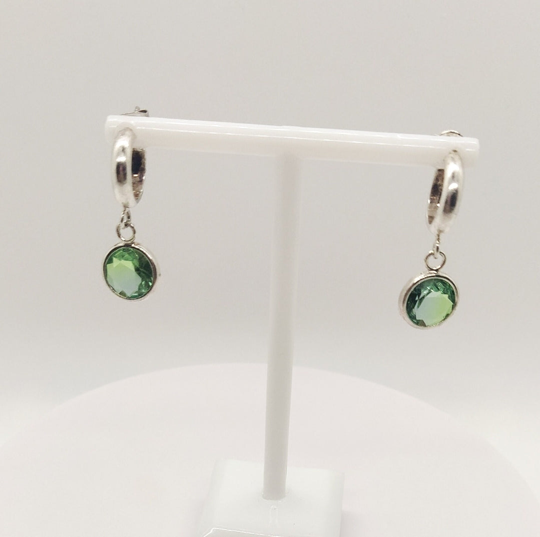 Gold Green Crystal Earrings. For special occasions. Flourish Collection. Handmade. Gold plated