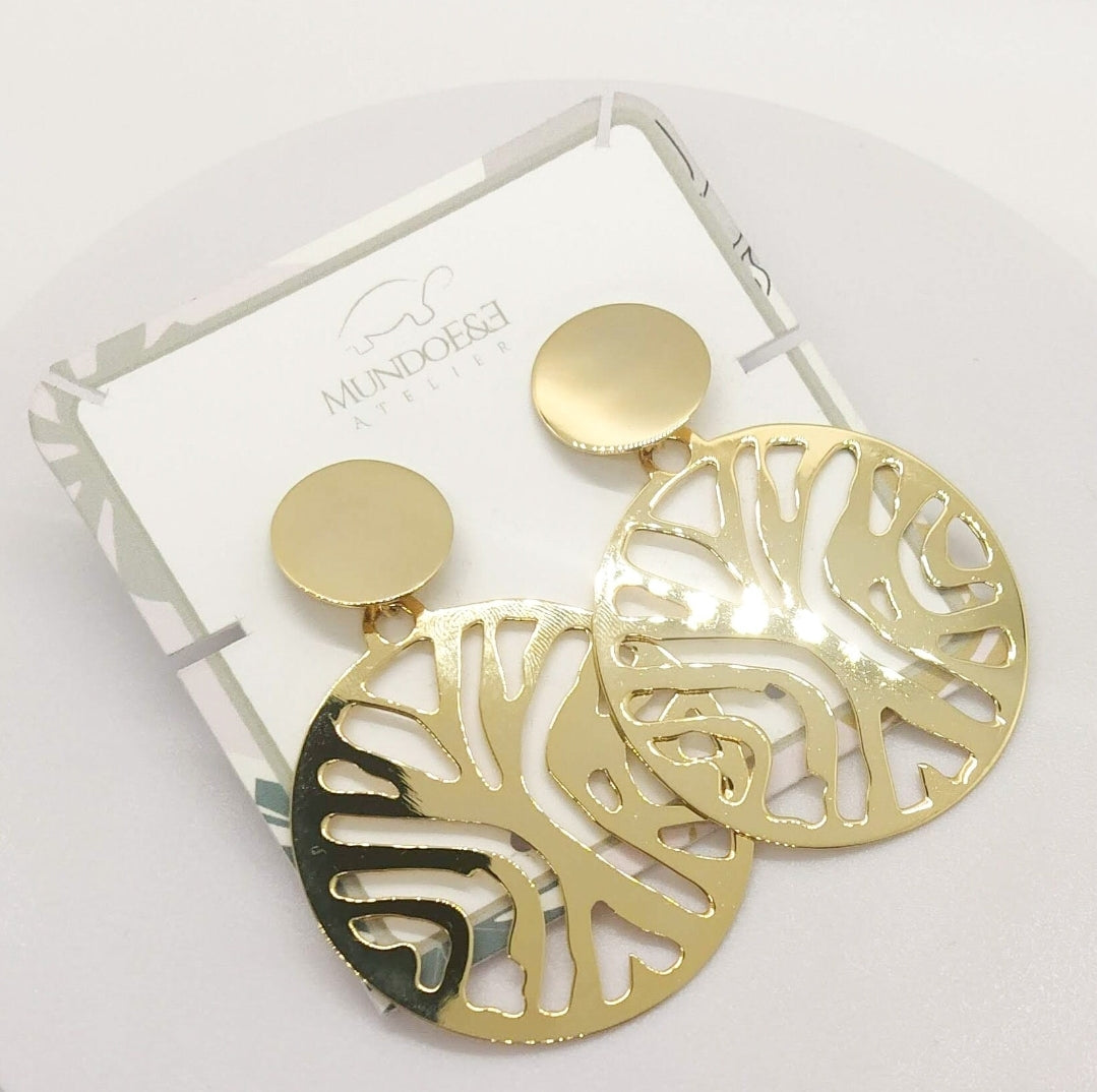 Zebra Gold Earrings. For special occasions. Flourish Collection. Handmade by Ariadna Echenique. Gold plated