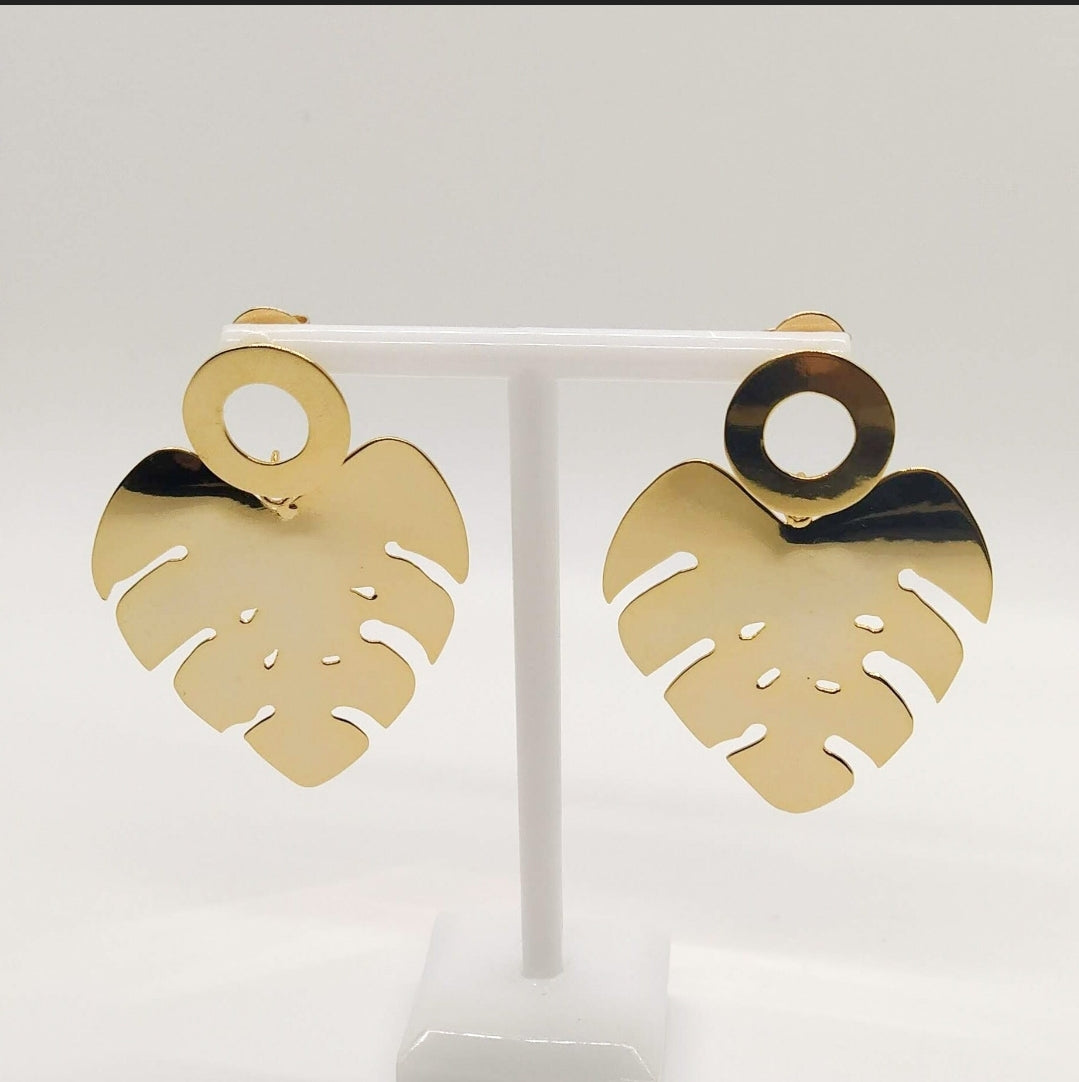 Gold Leaf Earrings. For special occasions. Flourish Collection. Handmade. Gold plated