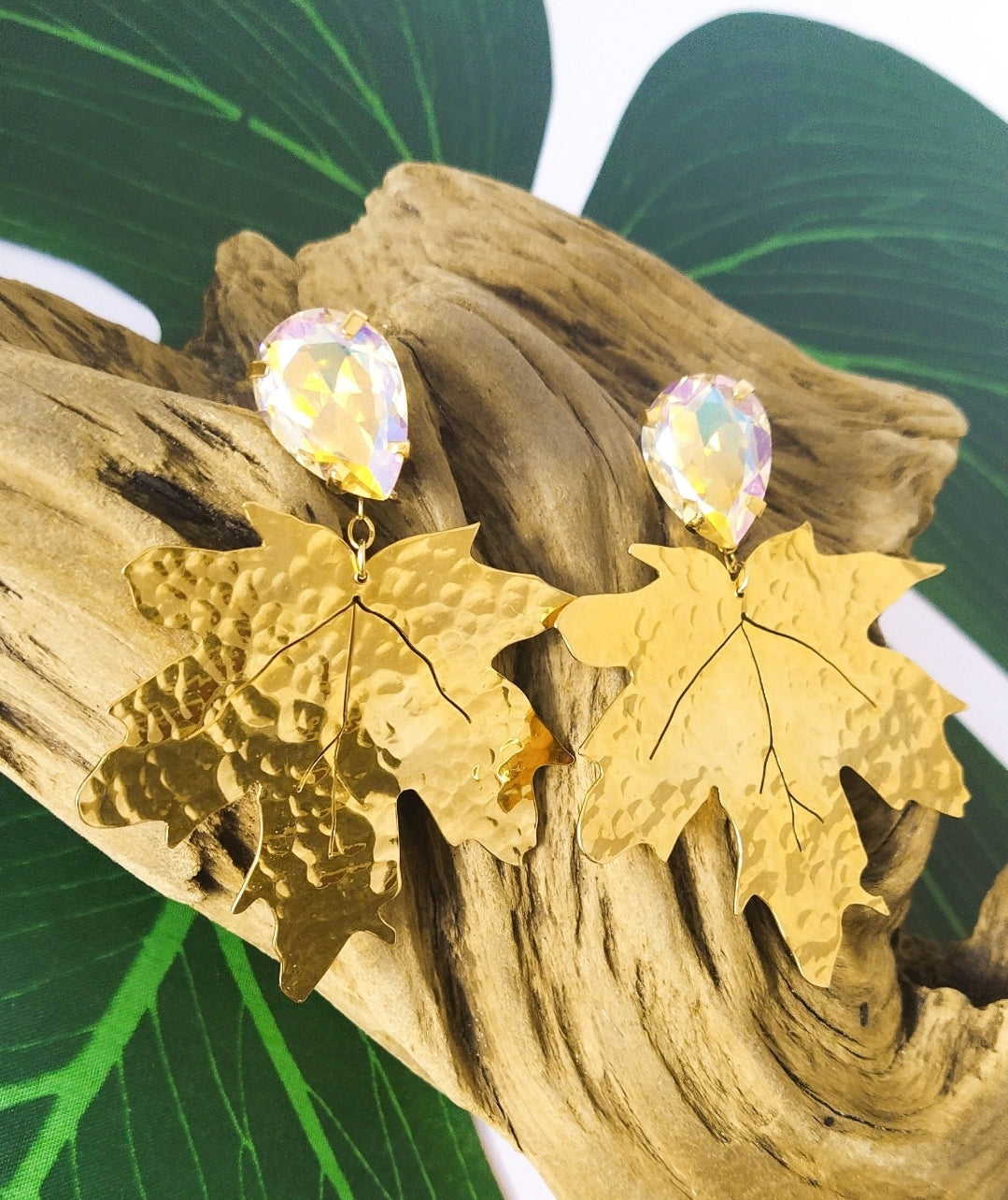 Gold Maple Leaf Earrings. Gold plated earrings. Flourish Collection. Handmade. Gift for her. Personalized message card.