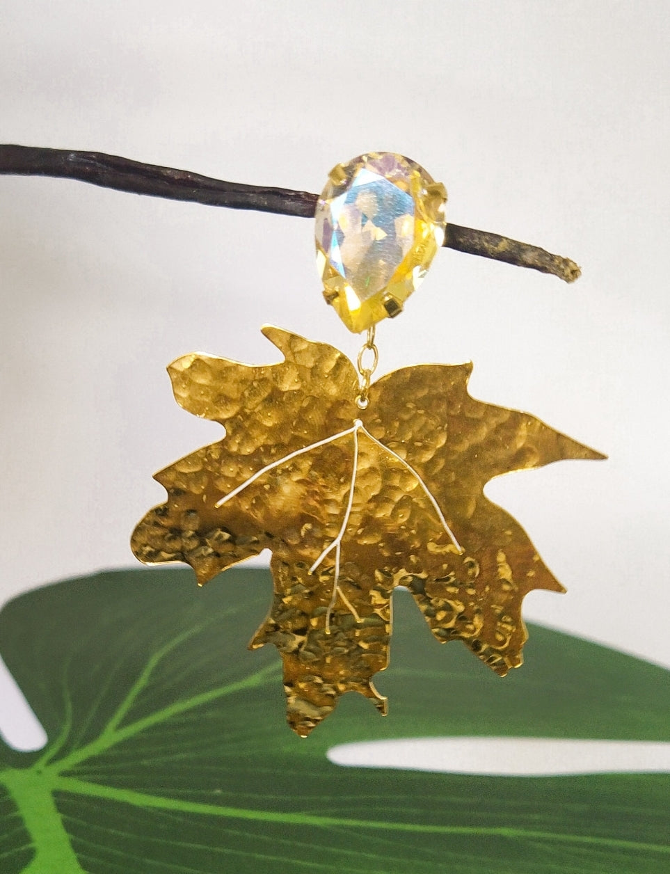 Gold Maple Leaf Earrings. Gold plated earrings. Flourish Collection. Handmade. Gift for her. Personalized message card.