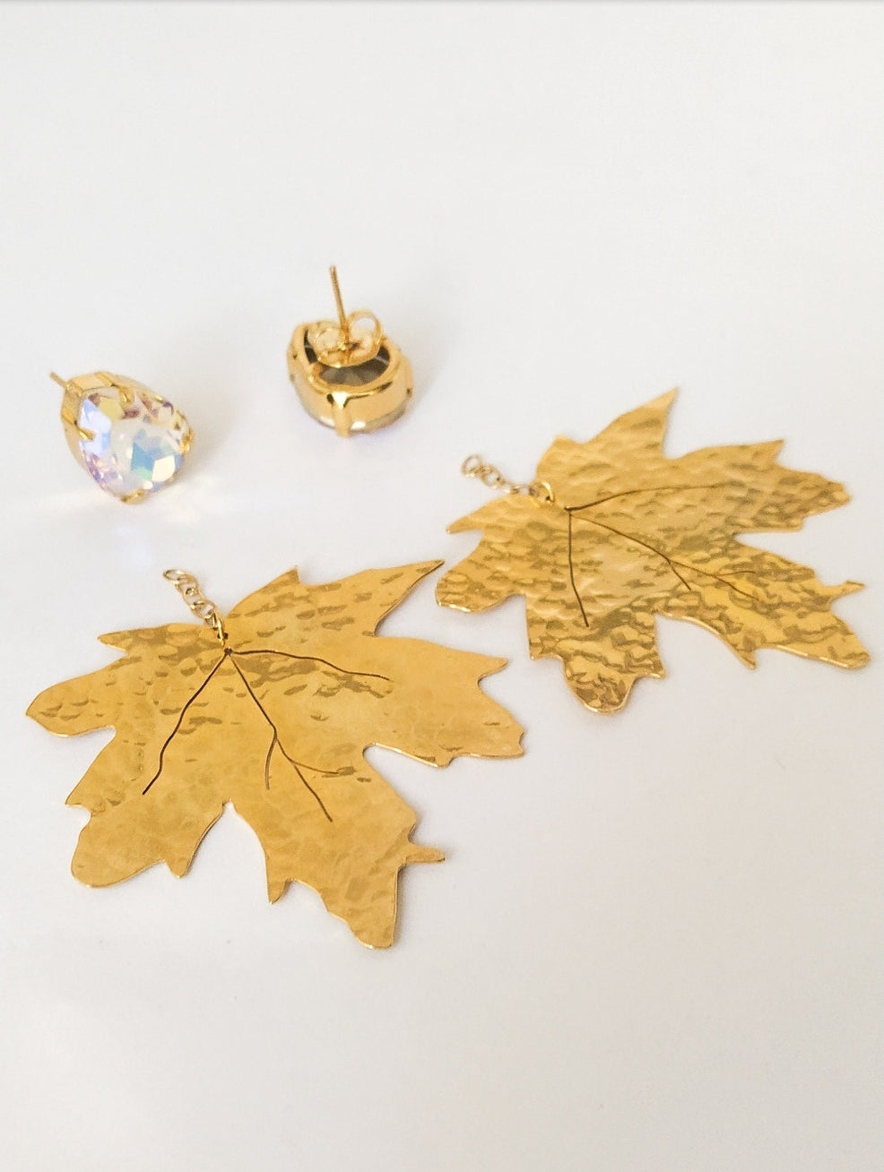 Gold Maple Leaf Earrings. Gold plated earrings. Flourish Collection. Handmade. Gift for her. Personalized message card.
