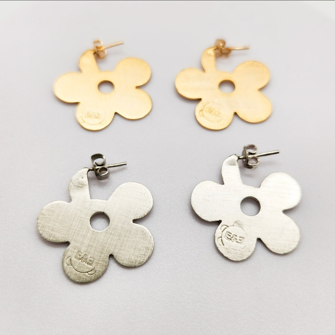 Margarita flower earrings. Handmade. hoop earrings Everyday earrings. Christmas Gift for her