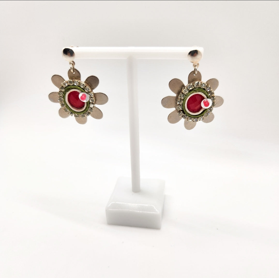 Margarita Silver plated bronce Soutache Earrings. Handmade earrings. hoop earrings Everyday earrings. Christmas Gift for her