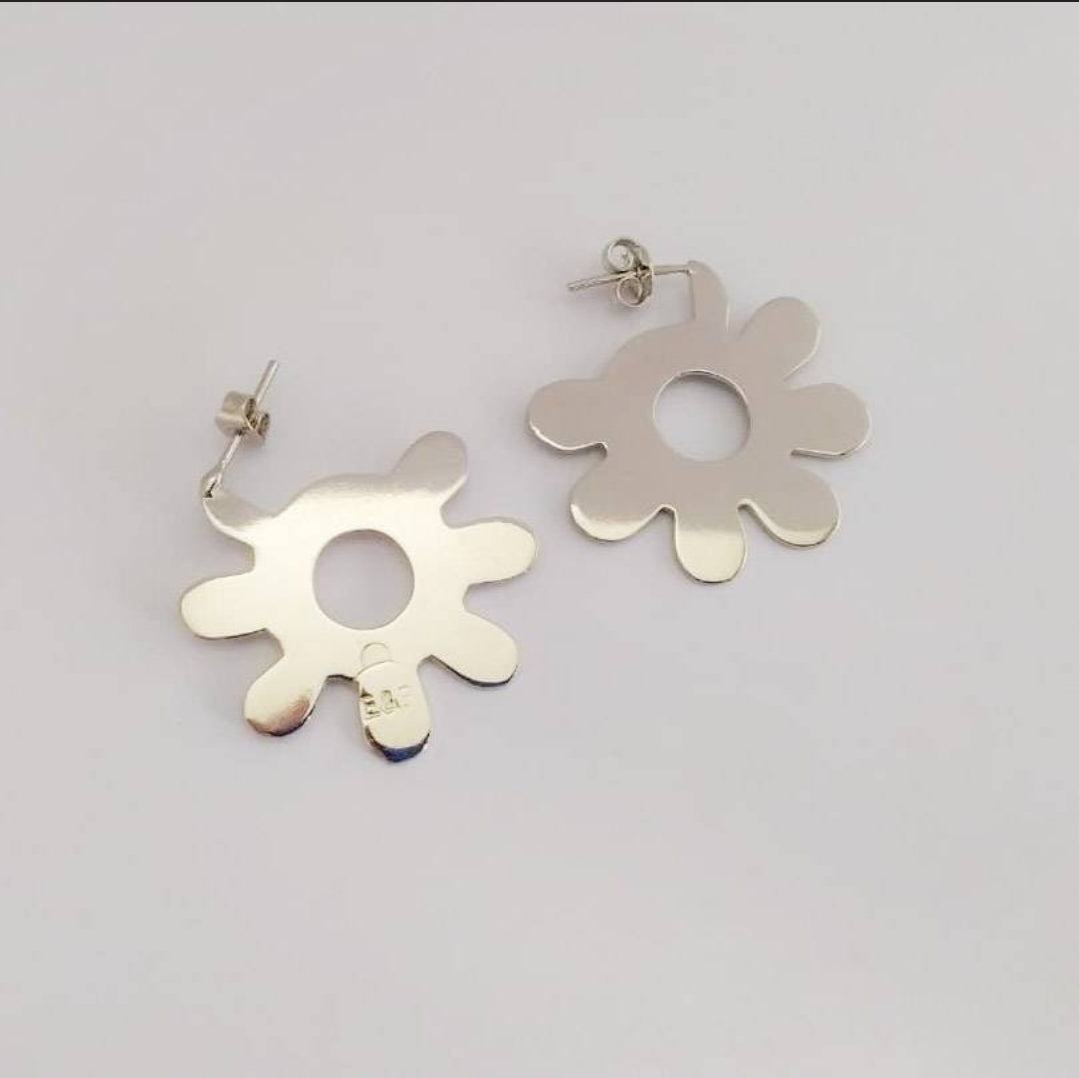 Sunflower earrings. Hand made. Hoop earrings Everyday earrings. Gift for her. Personalized message card included. Ships Next Day