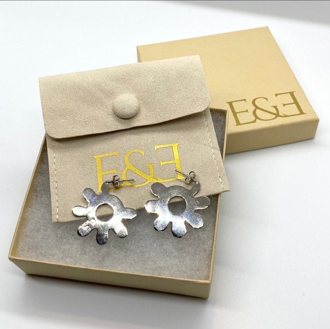 Sunflower earrings. Hand made. Hoop earrings Everyday earrings. Gift for her. Personalized message card included. Ships Next Day