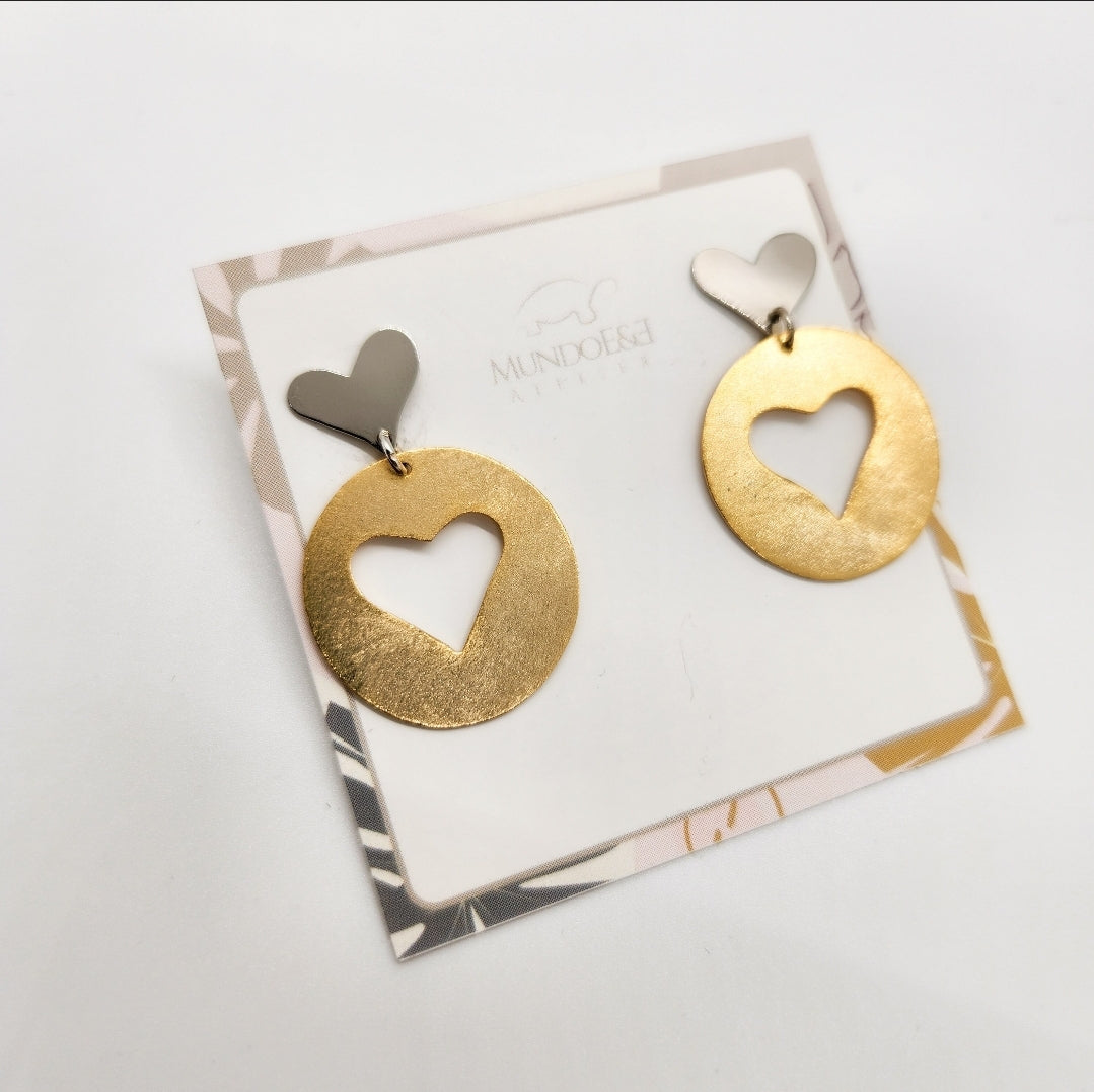 My complement Heart Earrings. Hand made. Handmade. Everyday earrings. Mother & Daughter Christmas Gift for her