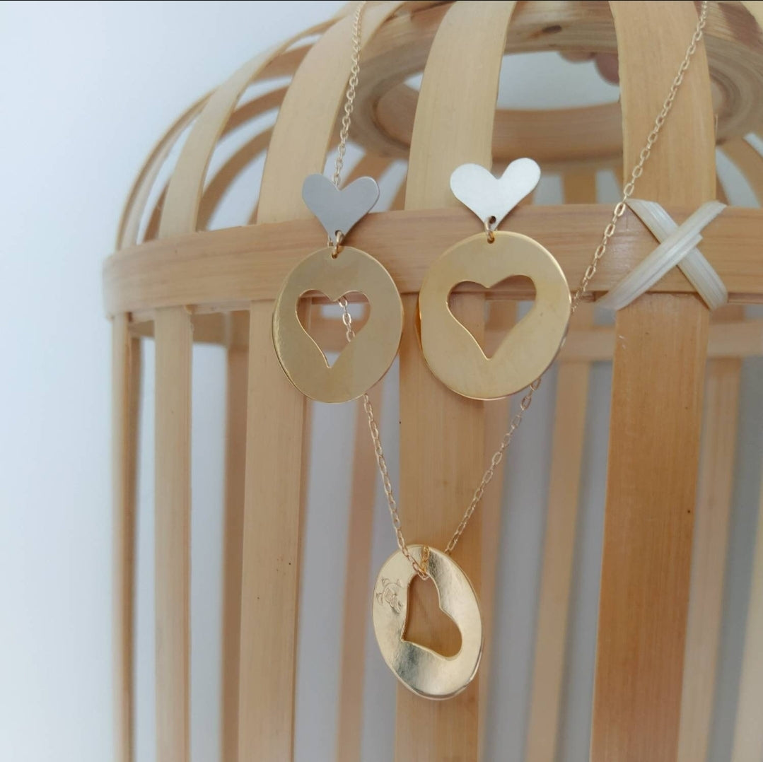 My complement Heart Earrings. Hand made. Handmade. Everyday earrings. Mother & Daughter Christmas Gift for her