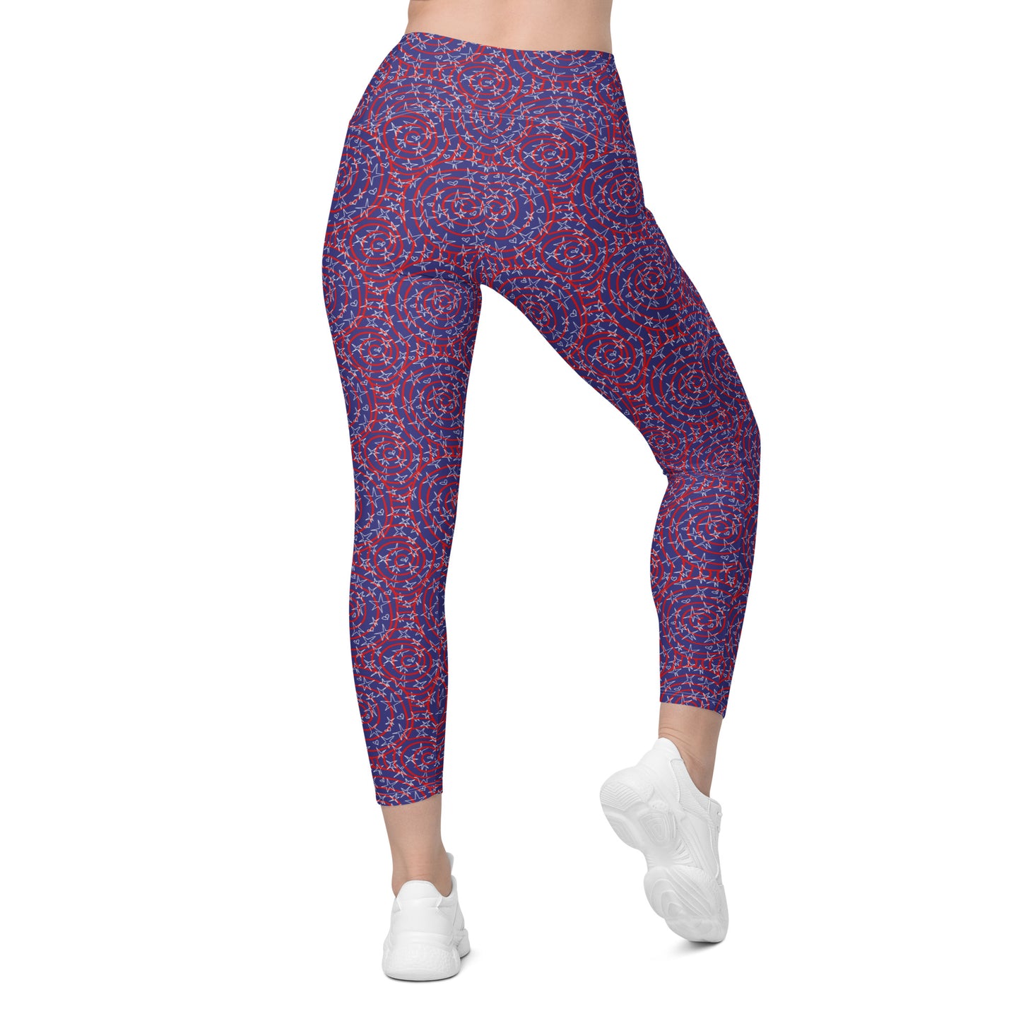 America inspired Leggings with pockets. Design hand-painted by the Designer Maria Alejandra Echenique