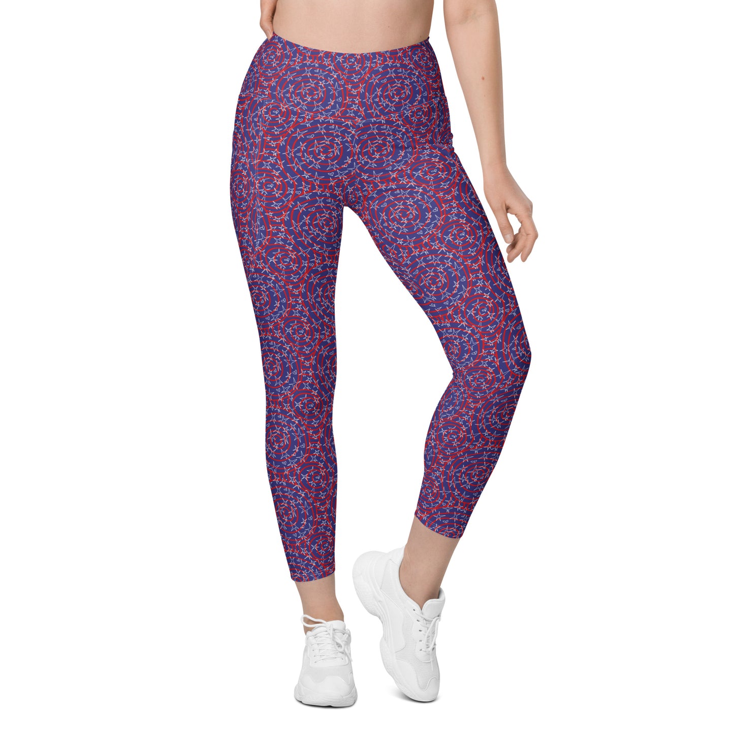 America inspired Leggings with pockets. Design hand-painted by the Designer Maria Alejandra Echenique