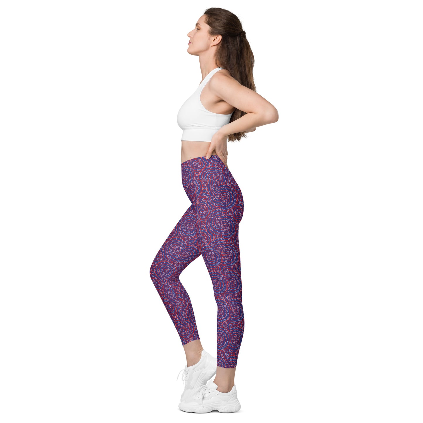 America inspired Leggings with pockets. Design hand-painted by the Designer Maria Alejandra Echenique