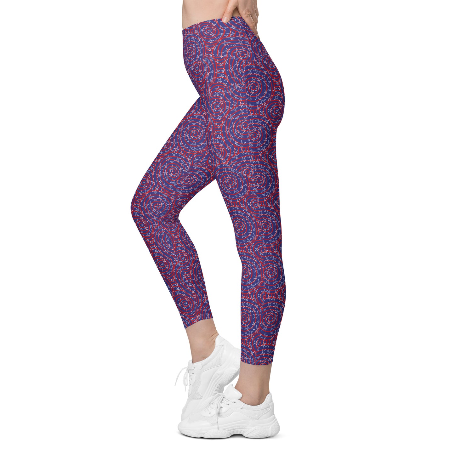 America inspired Leggings with pockets. Design hand-painted by the Designer Maria Alejandra Echenique