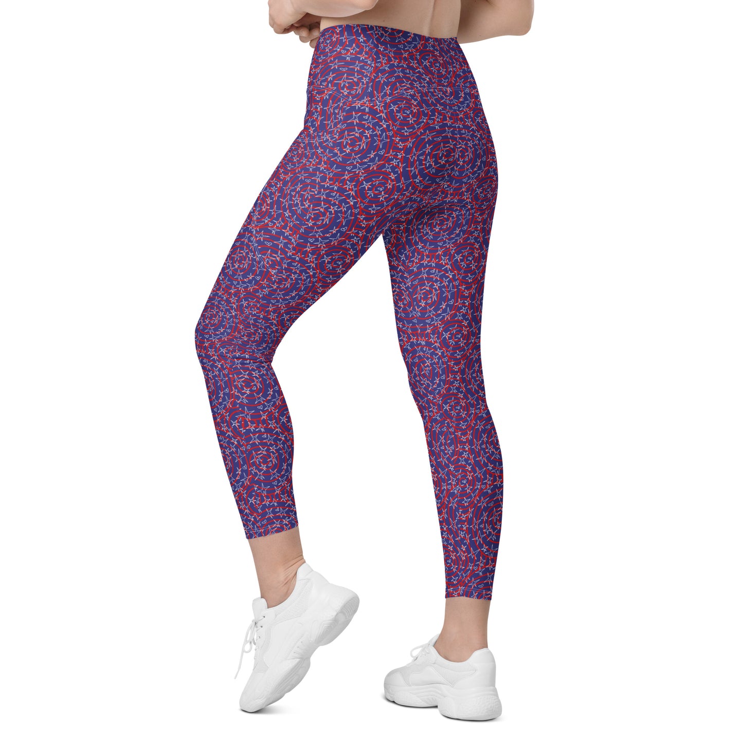 America inspired Leggings with pockets. Design hand-painted by the Designer Maria Alejandra Echenique