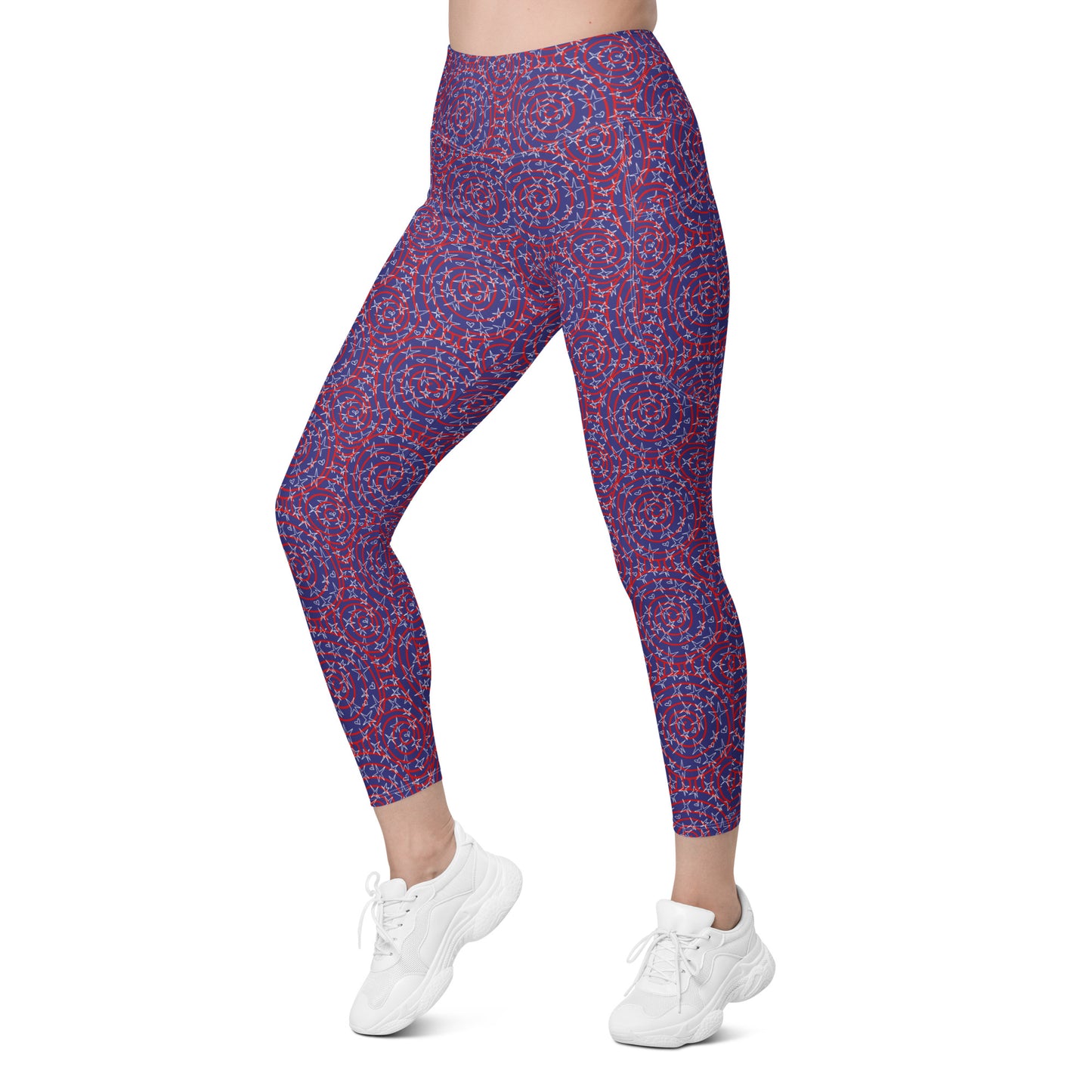 America inspired Leggings with pockets. Design hand-painted by the Designer Maria Alejandra Echenique