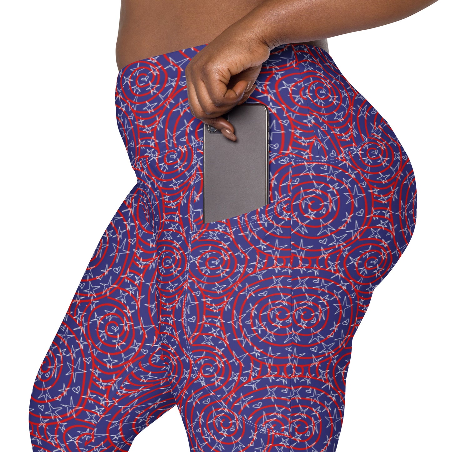 America inspired Leggings with pockets. Design hand-painted by the Designer Maria Alejandra Echenique