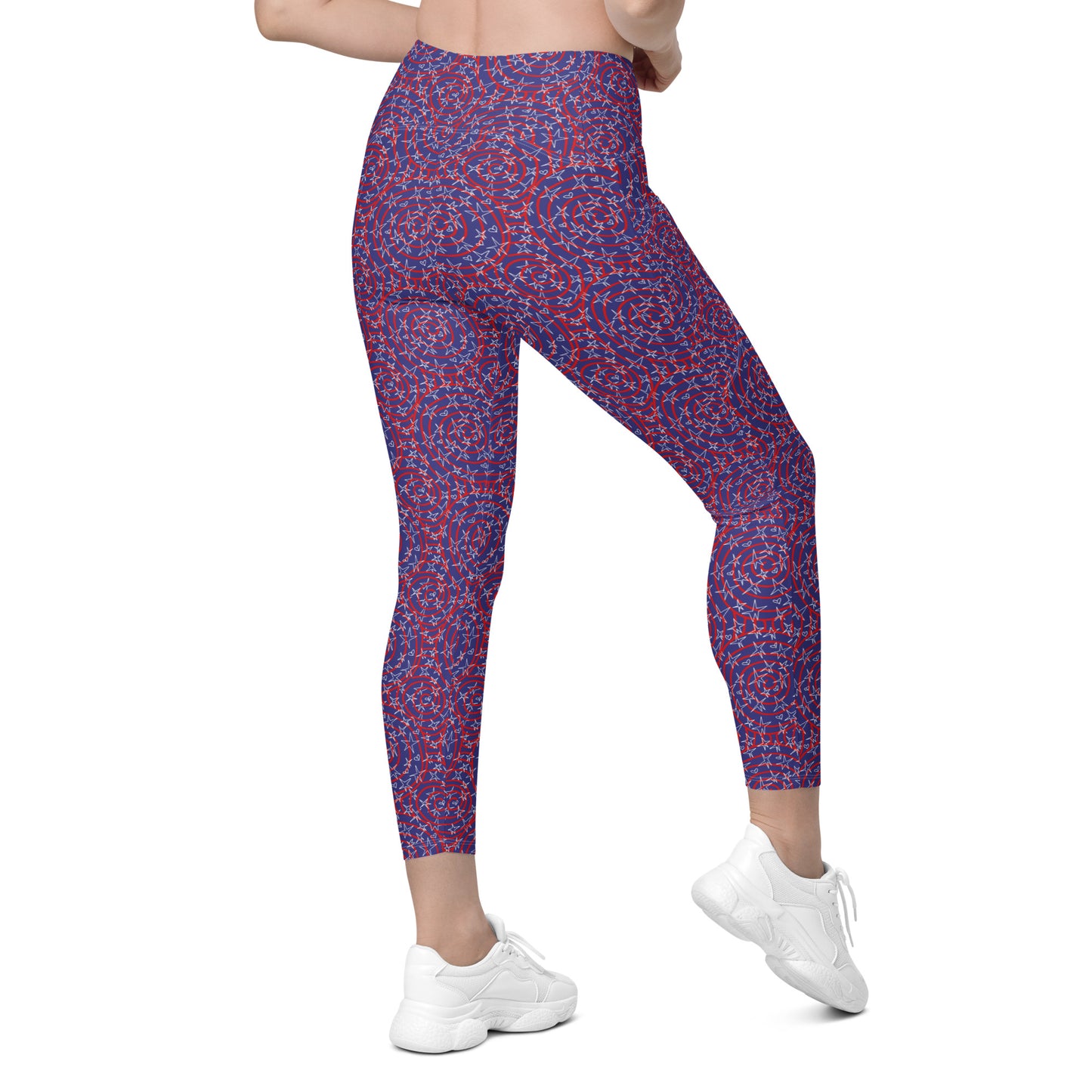 America inspired Leggings with pockets. Design hand-painted by the Designer Maria Alejandra Echenique