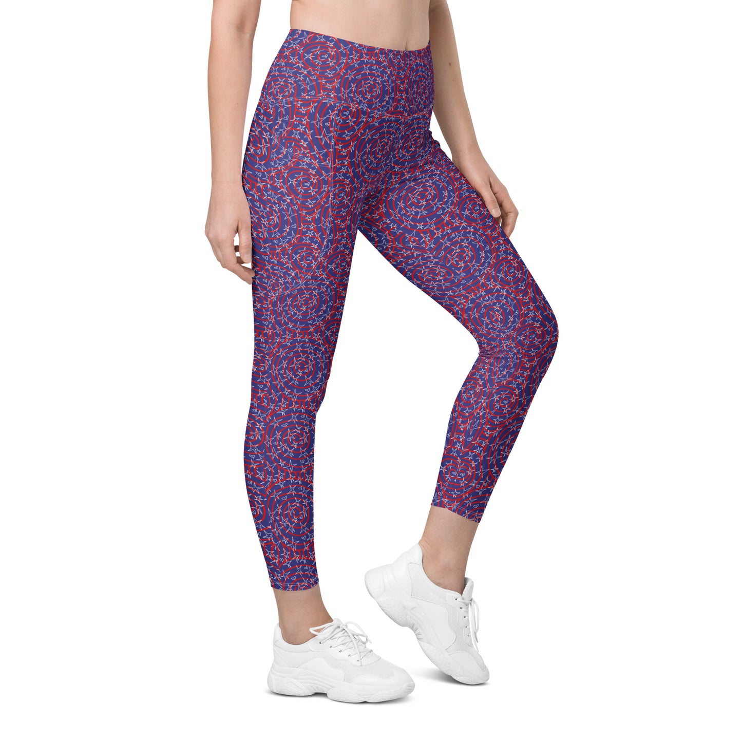 America inspired Leggings with pockets. Design hand-painted by the Designer Maria Alejandra Echenique