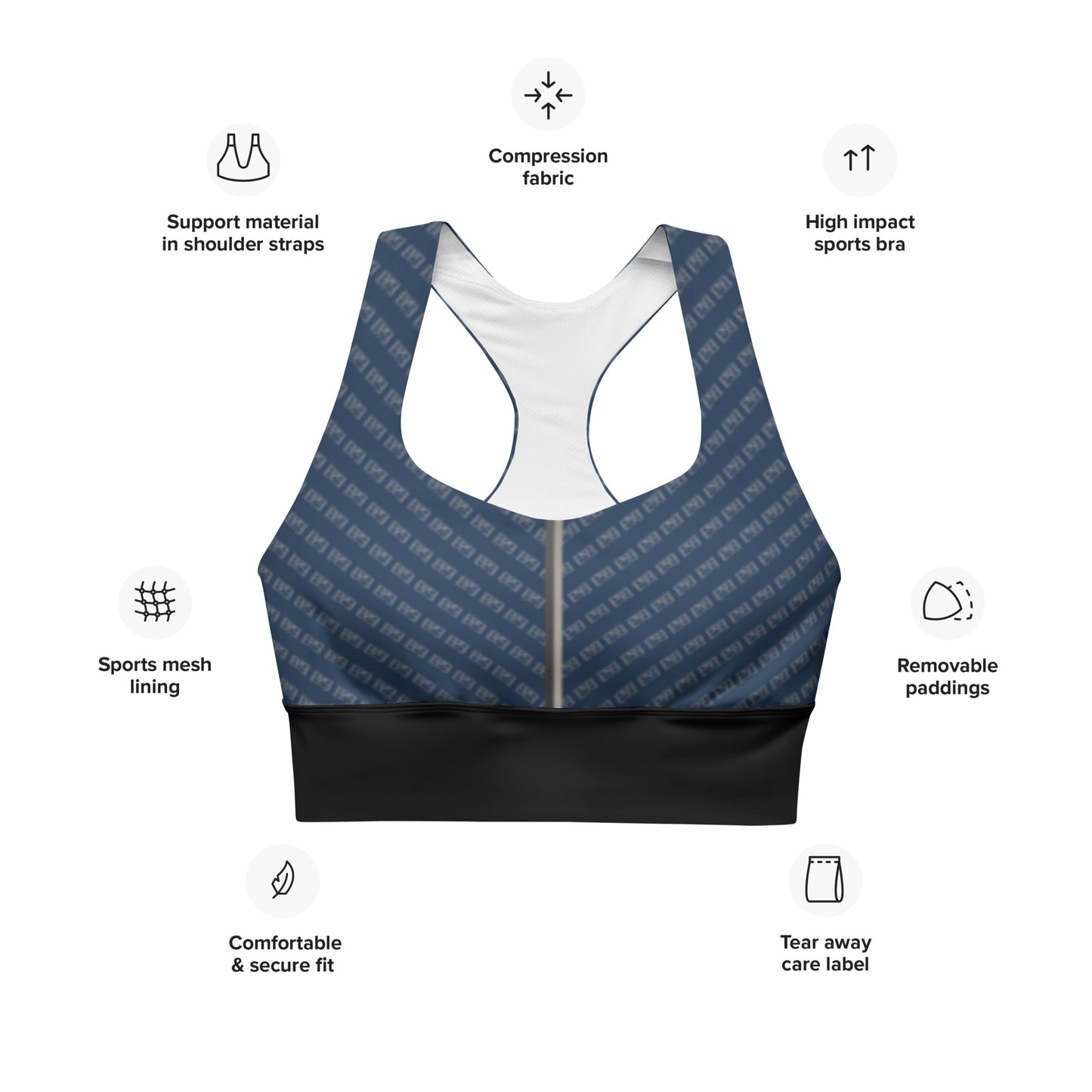 E&E Signature Blue Longline sports bra