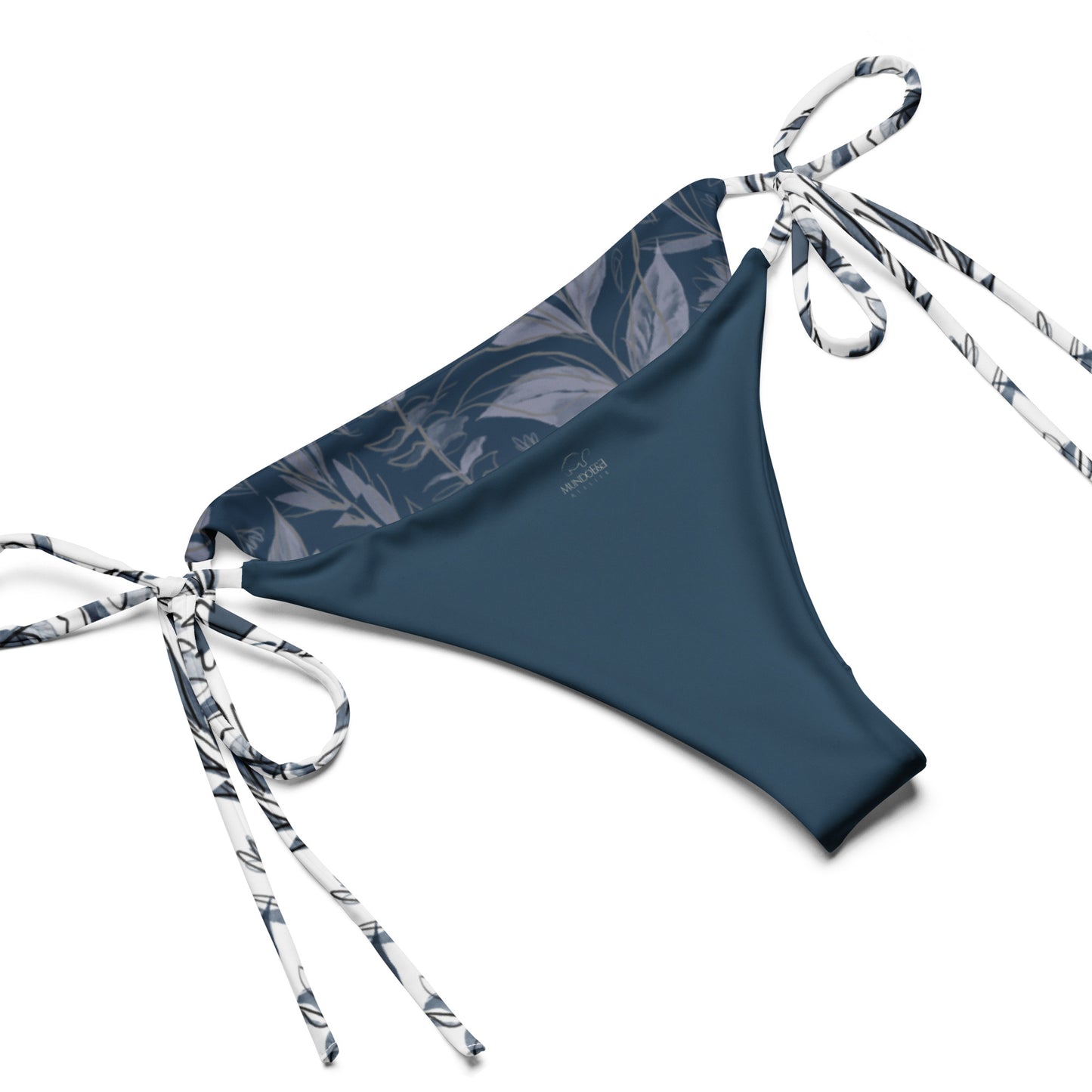 Watercolor Blue & White recycled string bikini. Houston Collection. Design hand-painted by the Designer Maria Alejandra Echenique