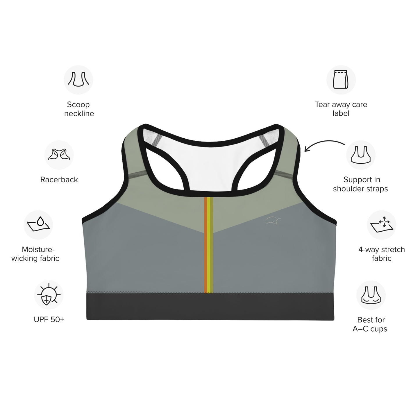 E&E Basic Green/Orange Sports bra