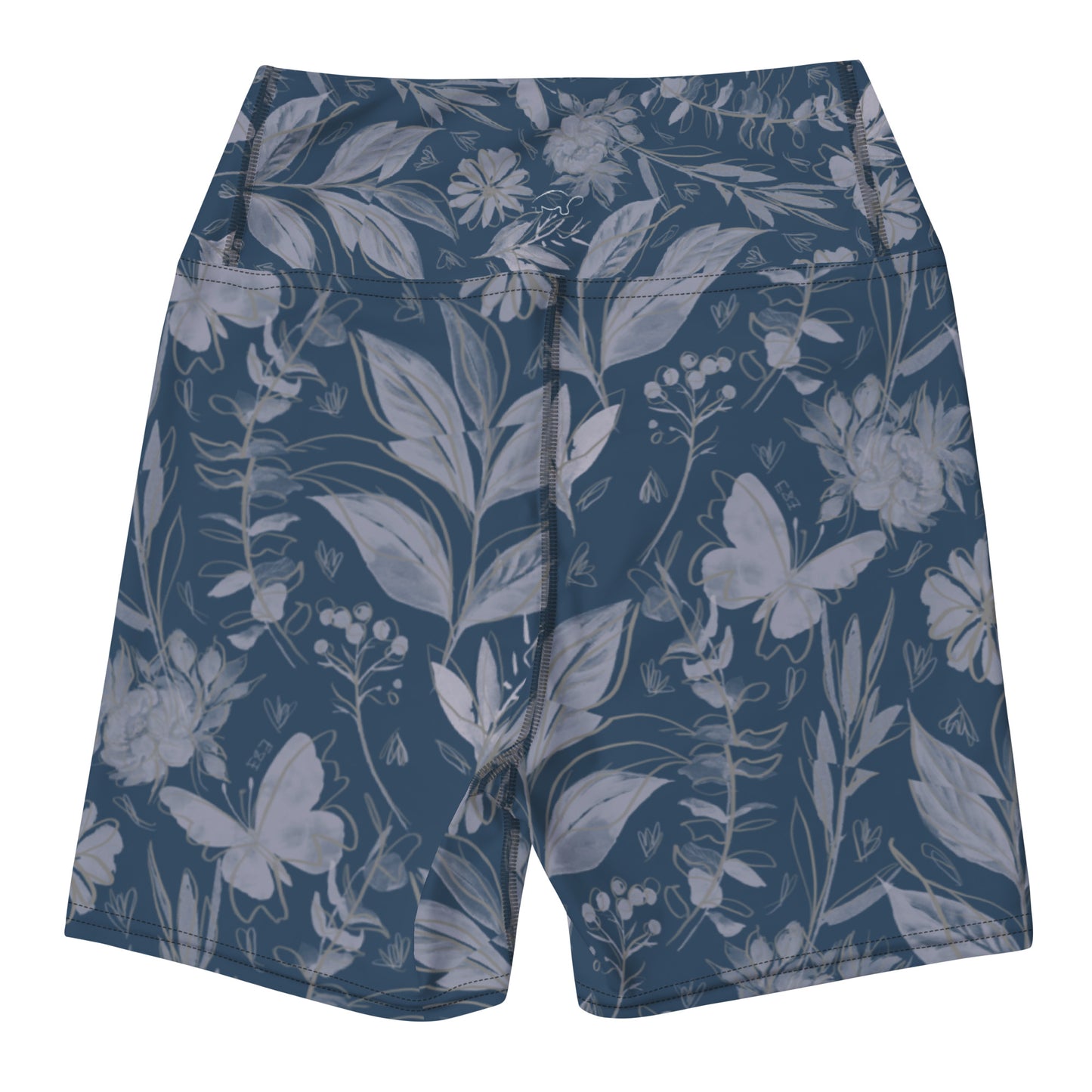 Watercolor Blue Yoga Shorts. Houston Collection. Design hand-painted by the Designer Maria Alejandra Echenique