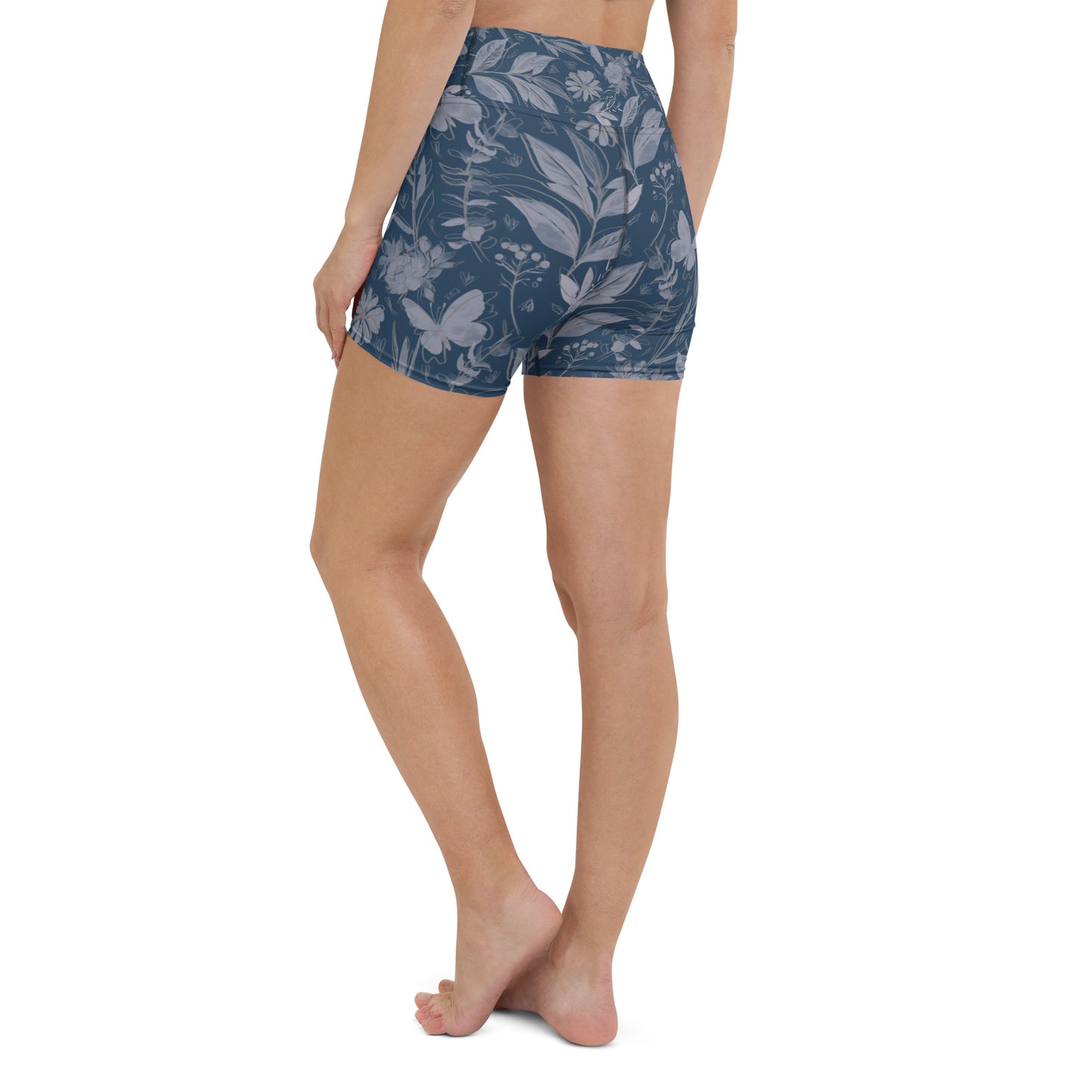 Watercolor Blue Yoga Shorts. Houston Collection. Design hand-painted by the Designer Maria Alejandra Echenique