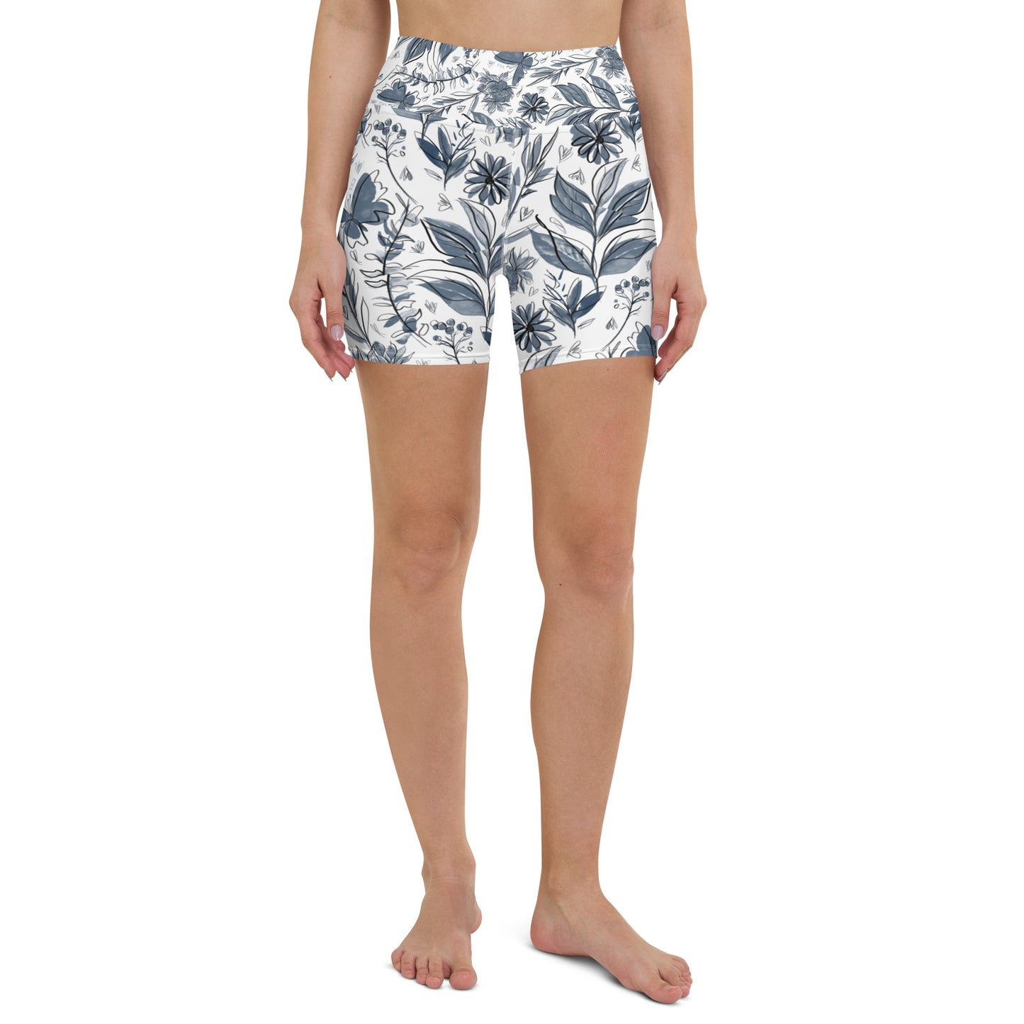 Watercolor White Yoga Shorts. Houston Collection. Design hand-painted by the Designer Maria Alejandra Echenique