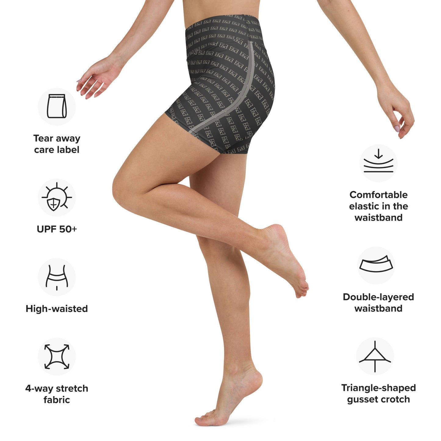 E&E Signature Black Yoga Shorts